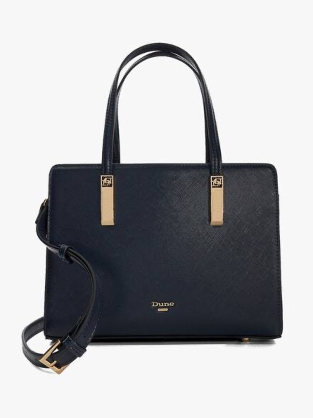 Dune London Navy Satchel with Gold Hardware
